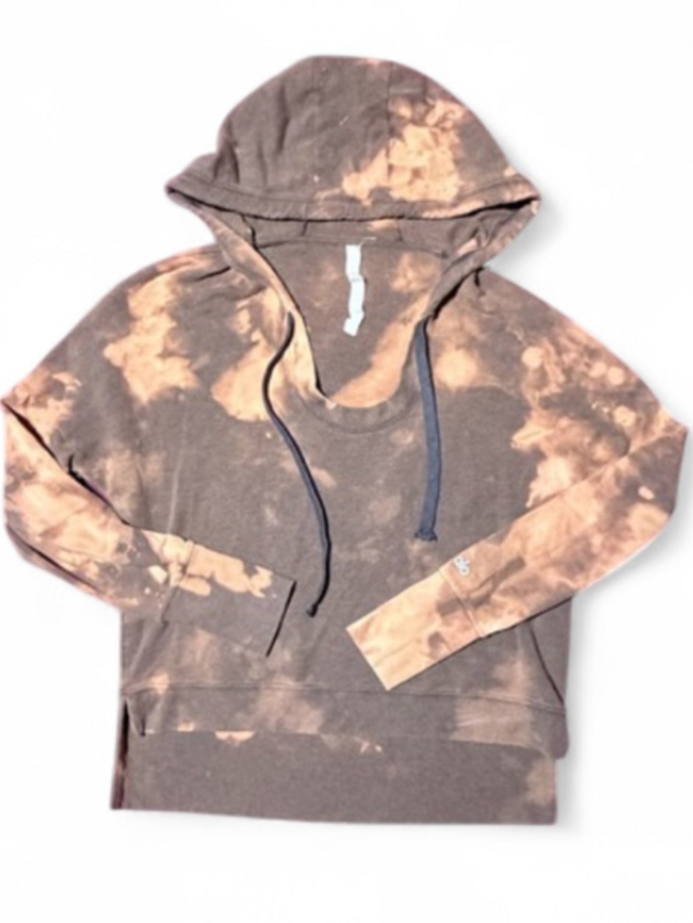 Alo Yoga Tie Dye Hoodie Brown Bleach Wash Pullover Sweatshirt Size Small